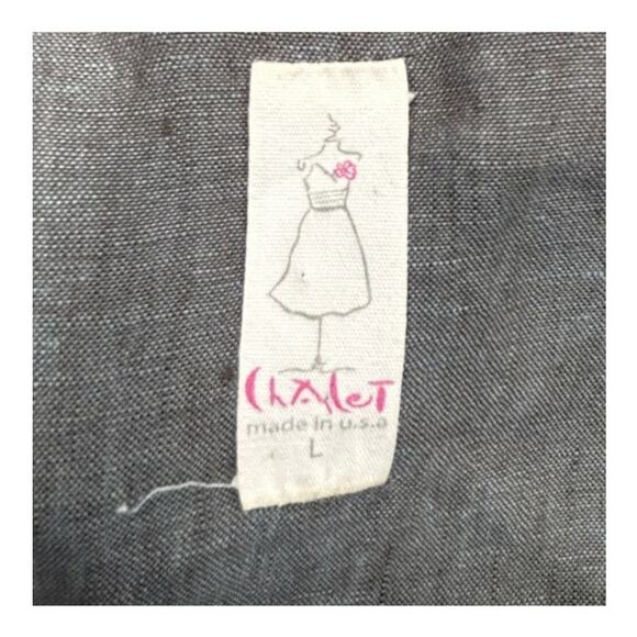 Chalet Sleeveless Gray Linen Tiered Bubble Hem Sundress Size Large - Picture 11 of 15